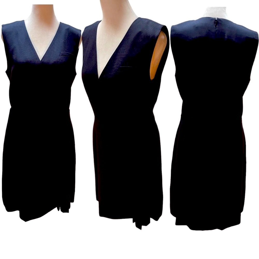 Tory Burch Navy Blue Wool Surplice Neck Sleeveless Above the Knee Dress Size 8